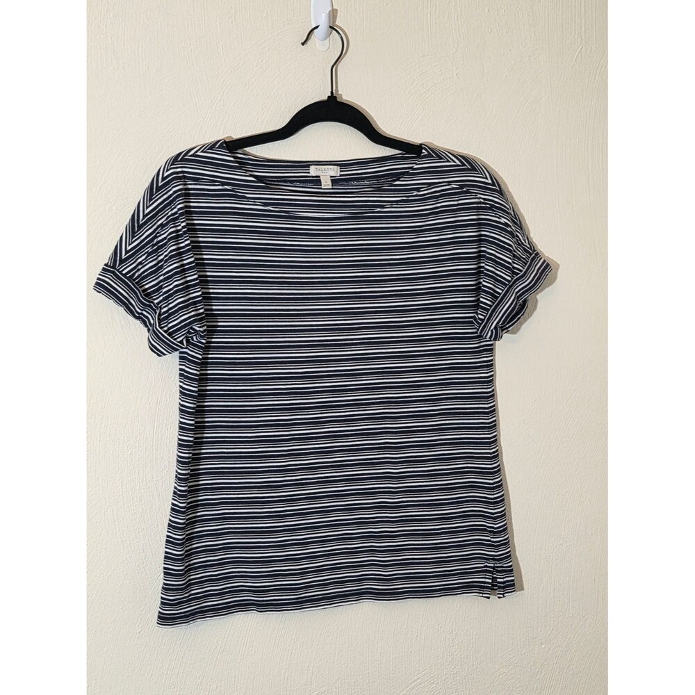 Talbots Navy & White Striped Short Sleeve Tee